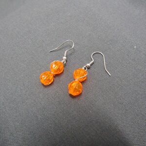 Dangler Drop Silver Tone Orange Earrings For Her Women Teen Girl Chic Jewelry